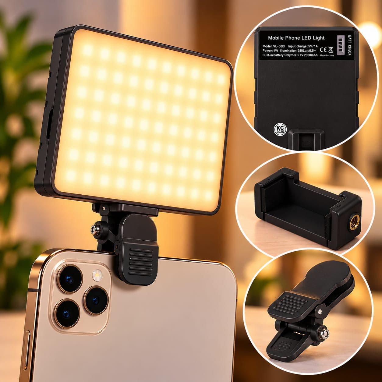 Luz LED Recargable VL-60BI para Celular — imagen 1 de 3